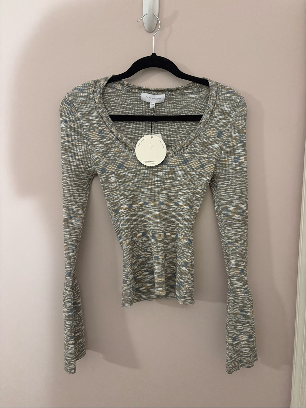 NWT Lost + Wander Daryn Bell Sleeve Sweater Top S/M Boho Knit